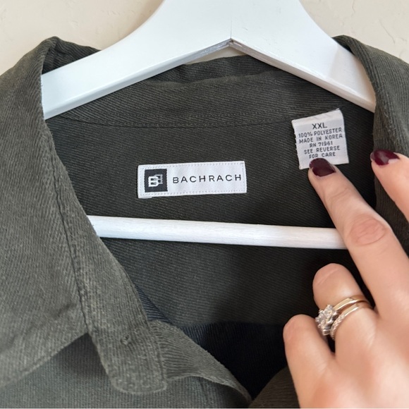 Bachrach Men’s Dark Green Button Down Long Sleeve Shirt Jacket Soft Thick XXL - Picture 4 of 6